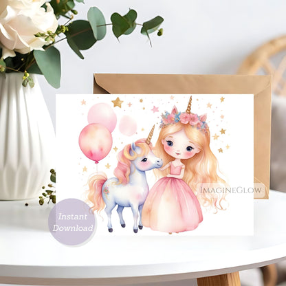 unicorn princess birthday card
printable unicorn birthday greeting
