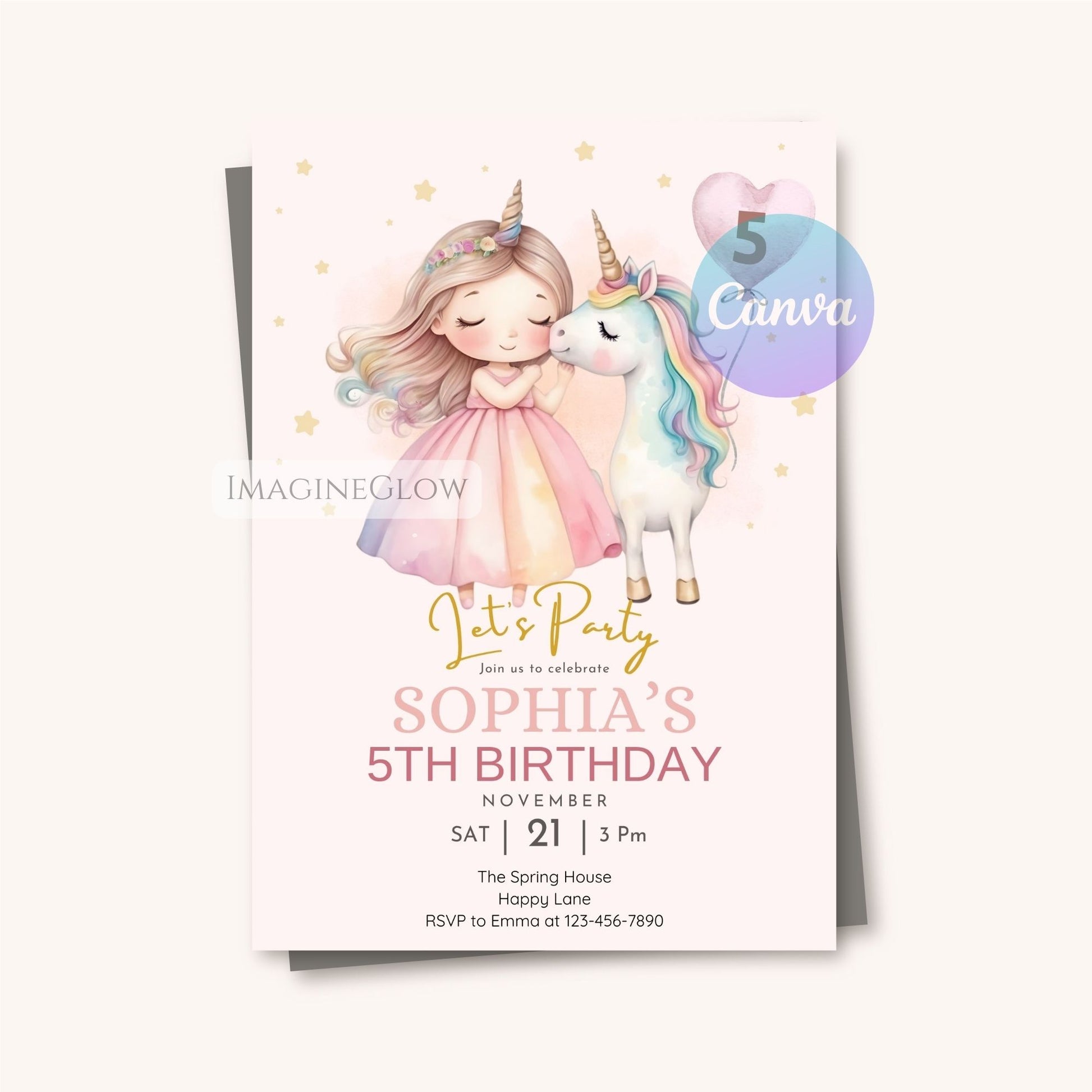 magical princess birthday invite
