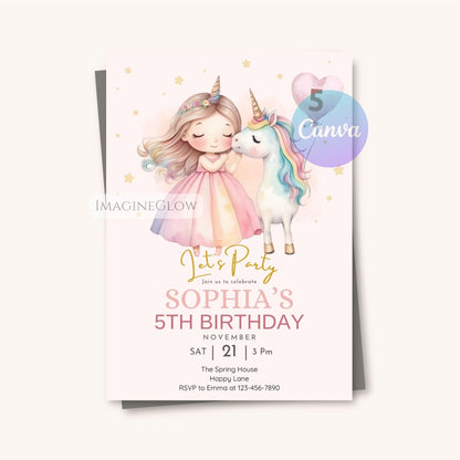 magical princess birthday invite
