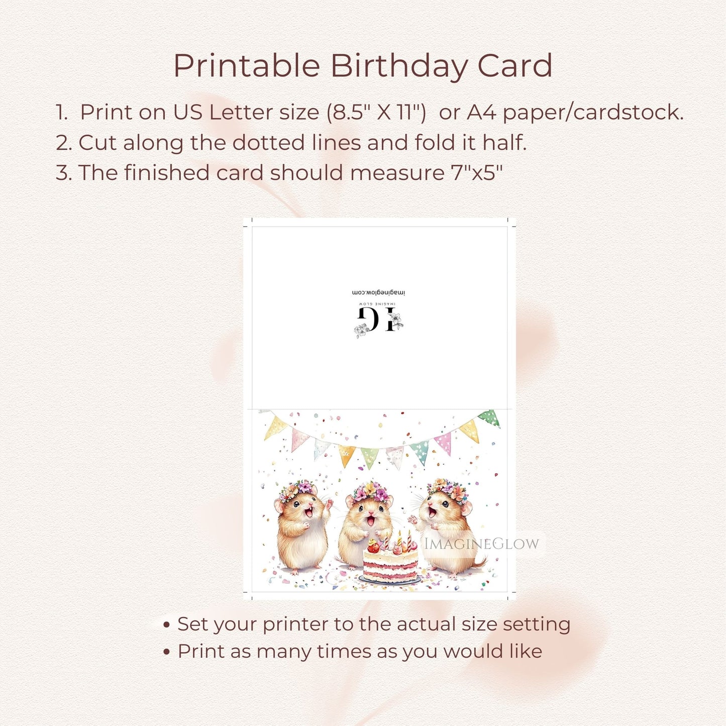 Hamster themed birthday card for animal lovers
Cute hamster birthday card artwork