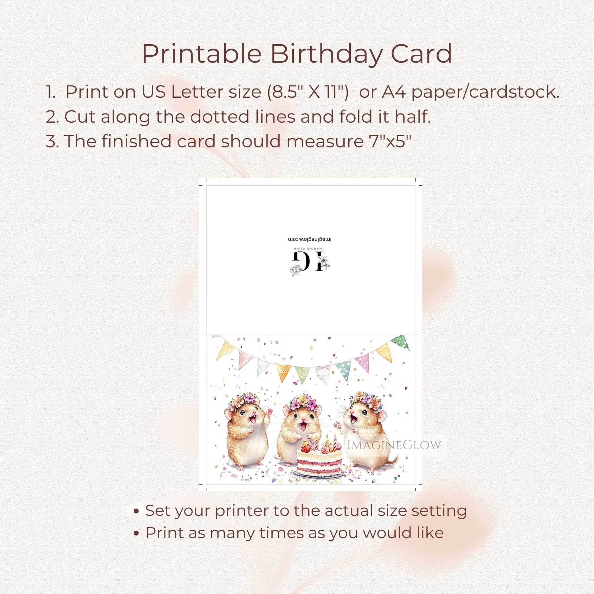 Hamster themed birthday card for animal lovers
Cute hamster birthday card artwork