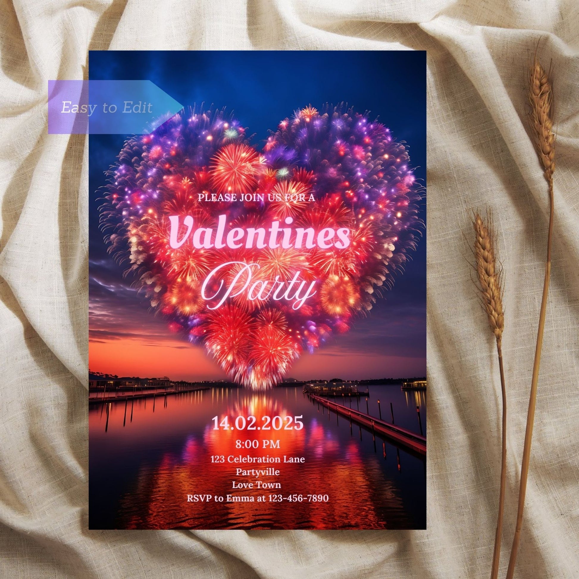 Customizable Galentine’s celebration card with heart design.
