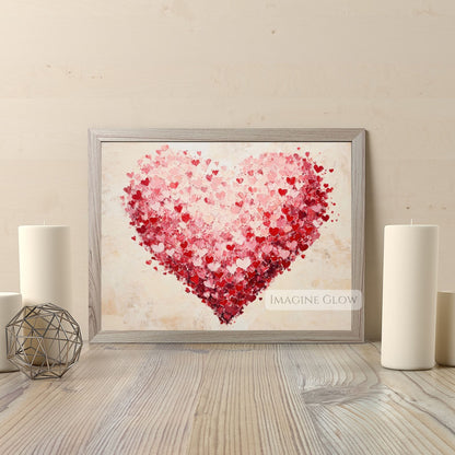 Vintage-style Valentine’s heart oil painting printable
