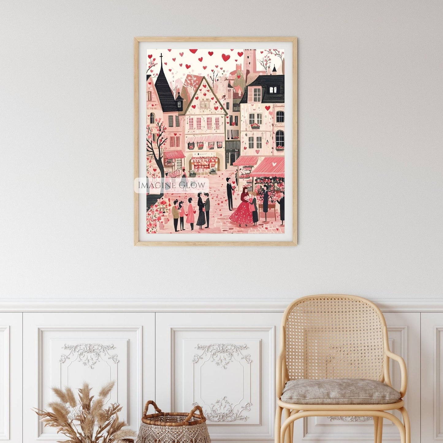 Hand-drawn Valentine's Day artwork for romantic decor
