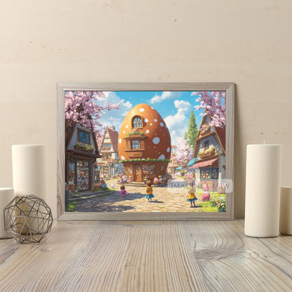 Easter Street Scene with Colorful Blooms and Eggs
Spring Easter Colorful Festive Art Print