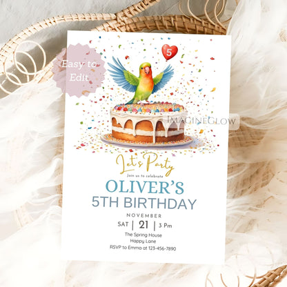 cheerful bird themed birthday invite printable
