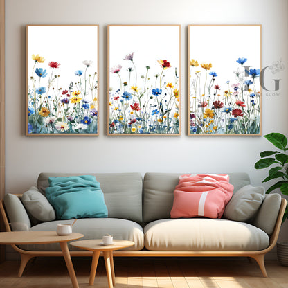 Nature-inspired wildflower meadow art print for any room