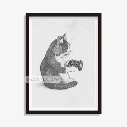 Gamer cat art print for home decor
Cat gamer print for gaming enthusiasts
