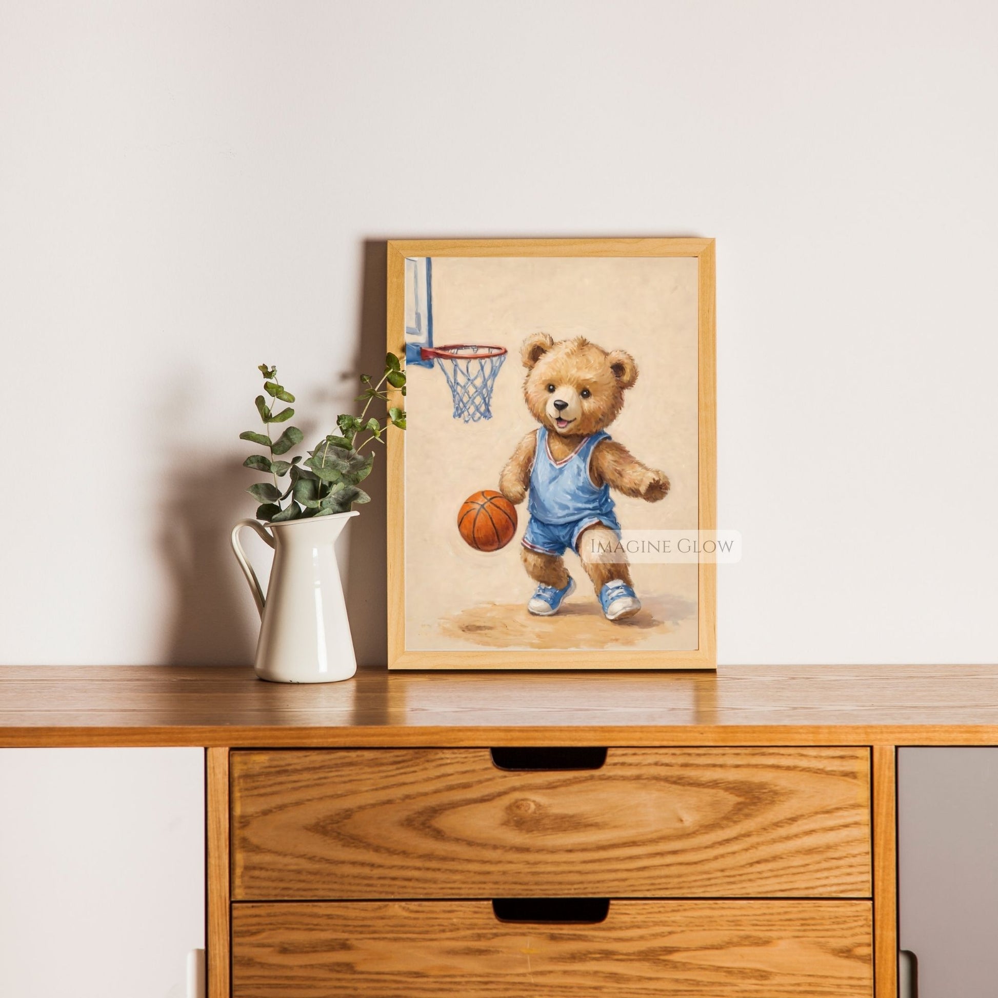 kids basketball nursery printable art
bear sports wall art digital
