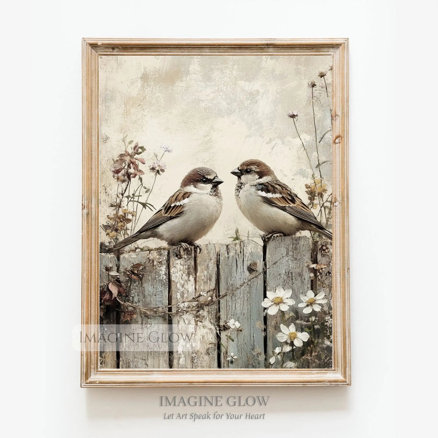 Elegant vintage birds and flowers wall art