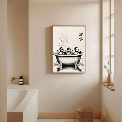 Ducks in bathtub country-style bathroom decoration
