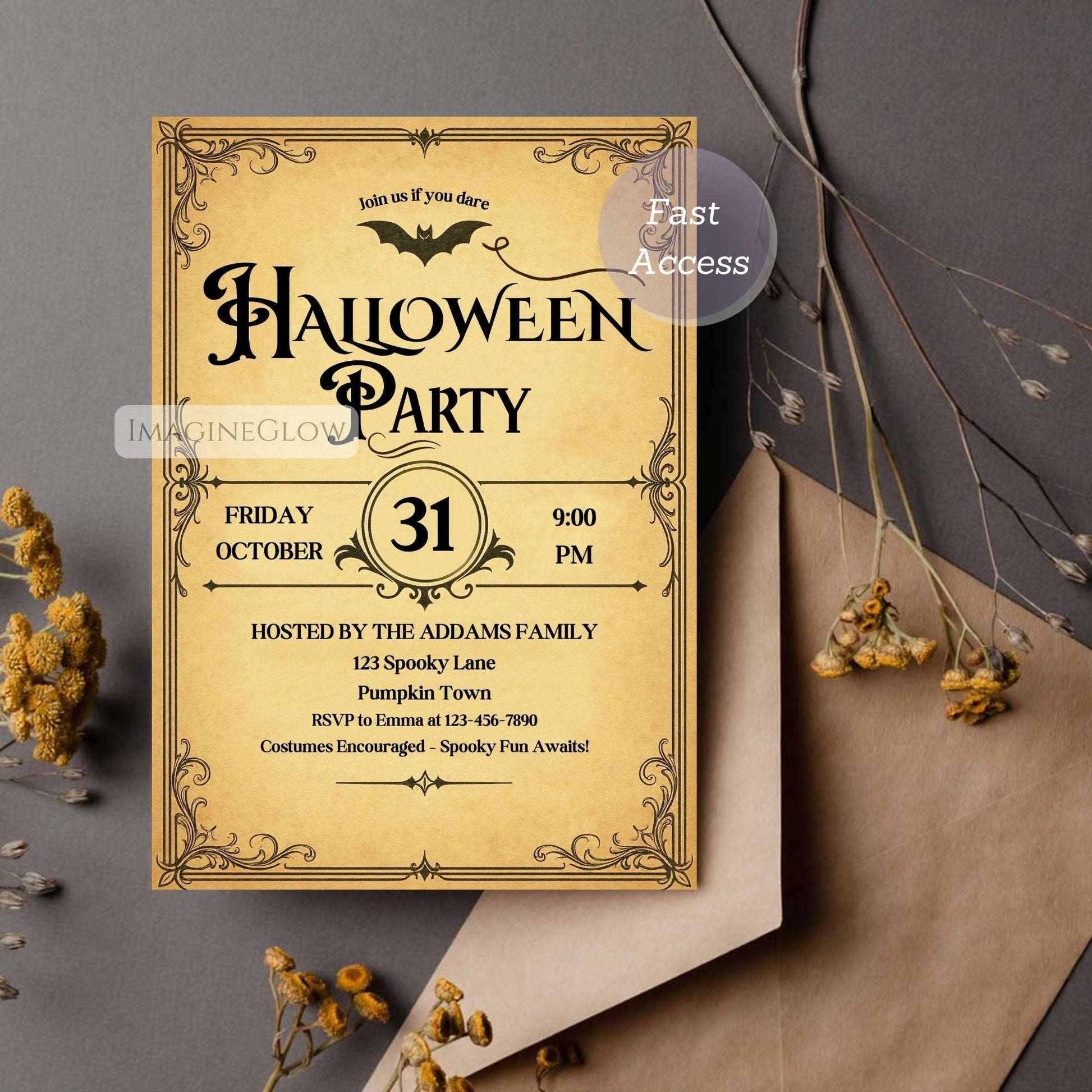 retro halloween party invite
