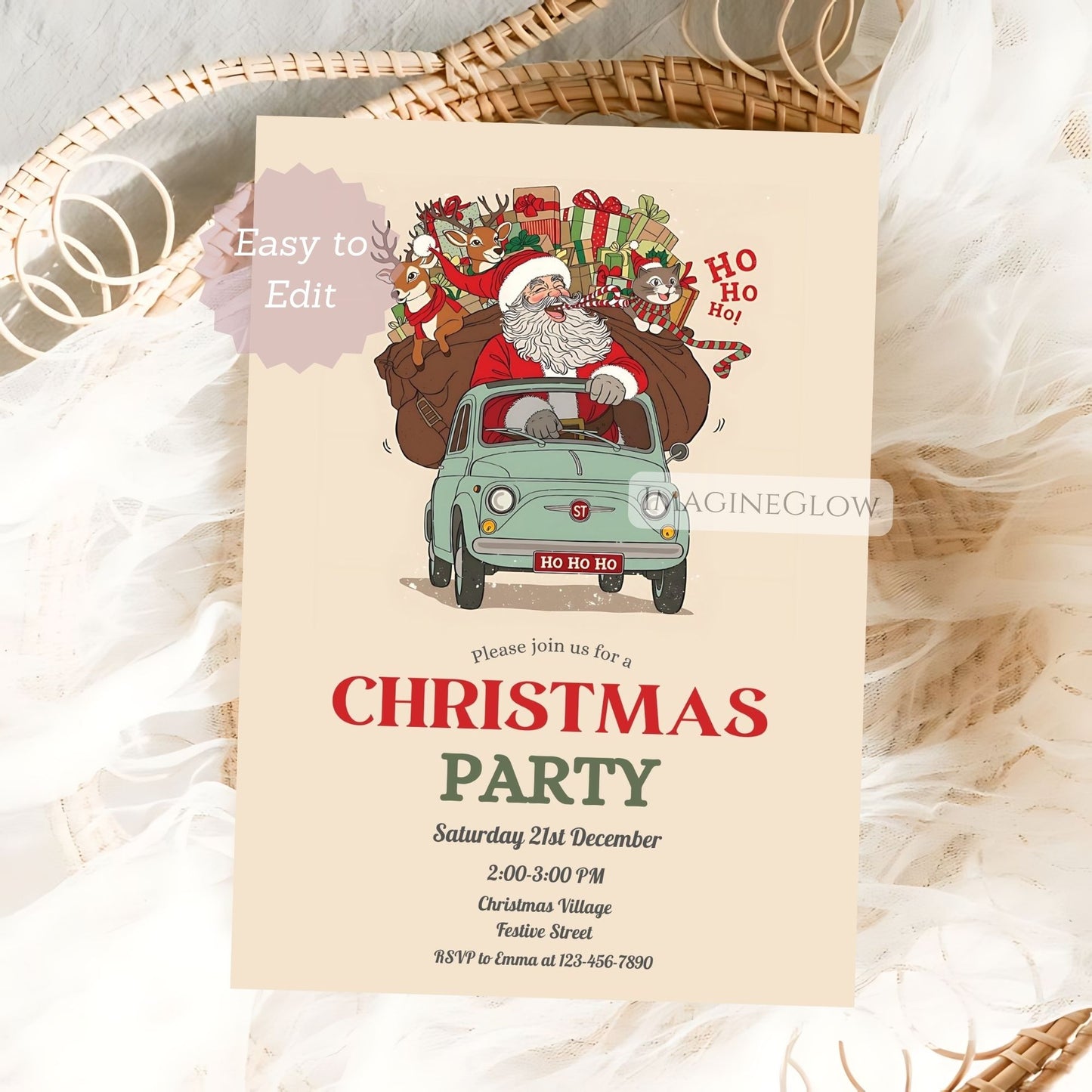 santa claus festive holiday invitation design