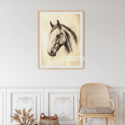 Classic Horse sketch wall art.