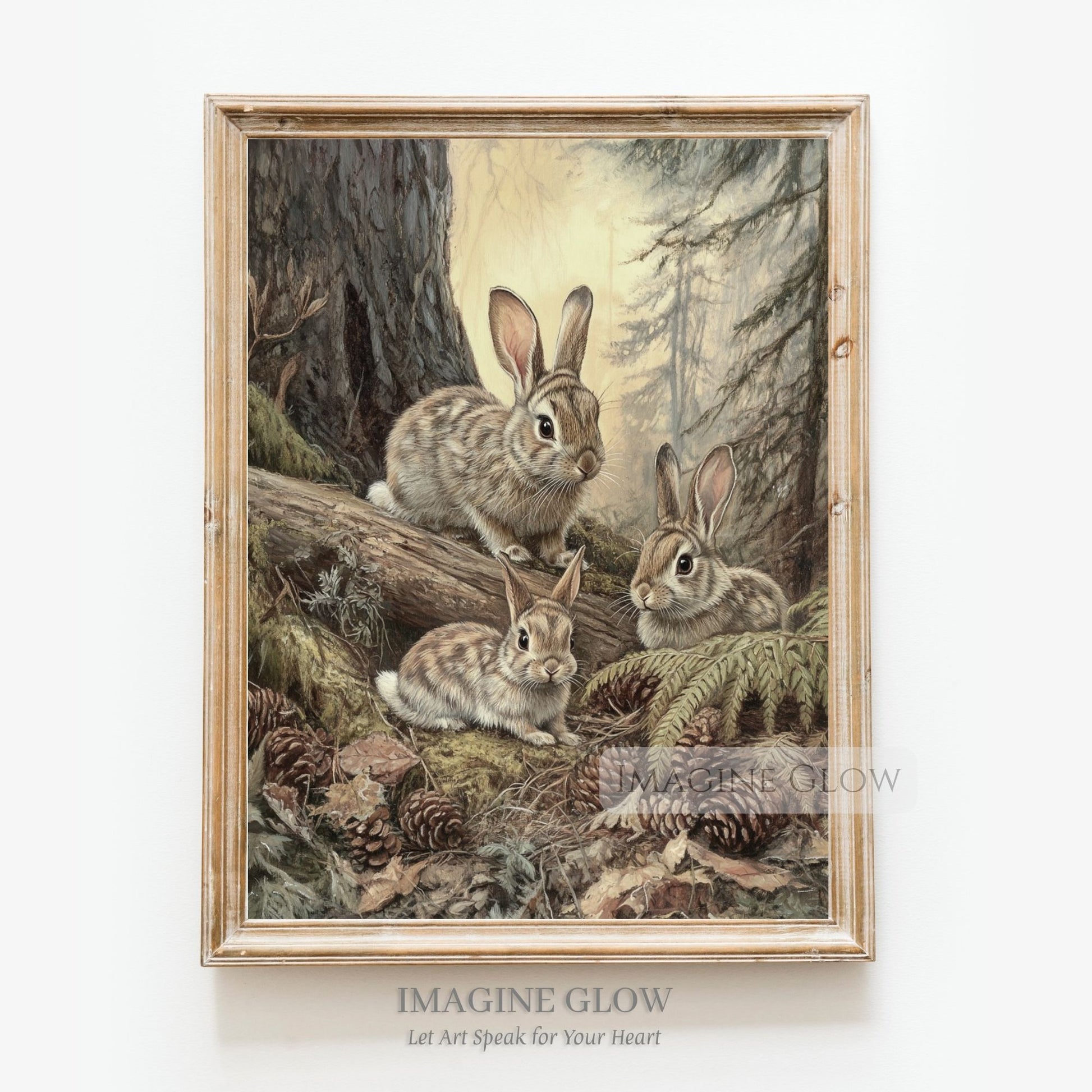Bunny family wall decor for rustic interiors.
