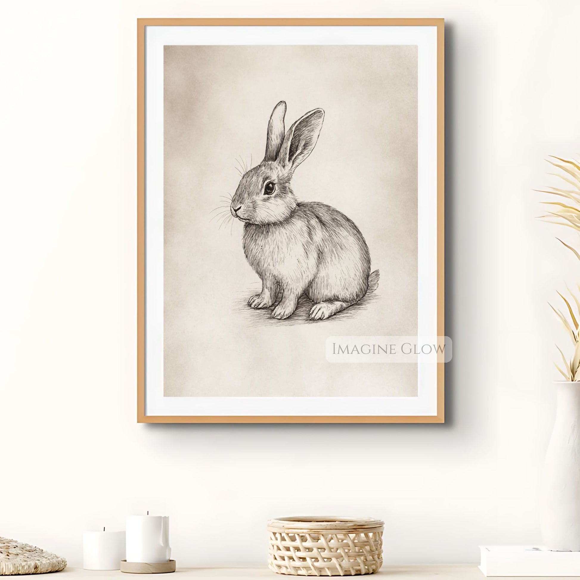 Detailed vintage bunny sketch art for animal lovers.
