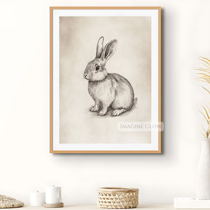 Detailed vintage bunny sketch art for animal lovers.
