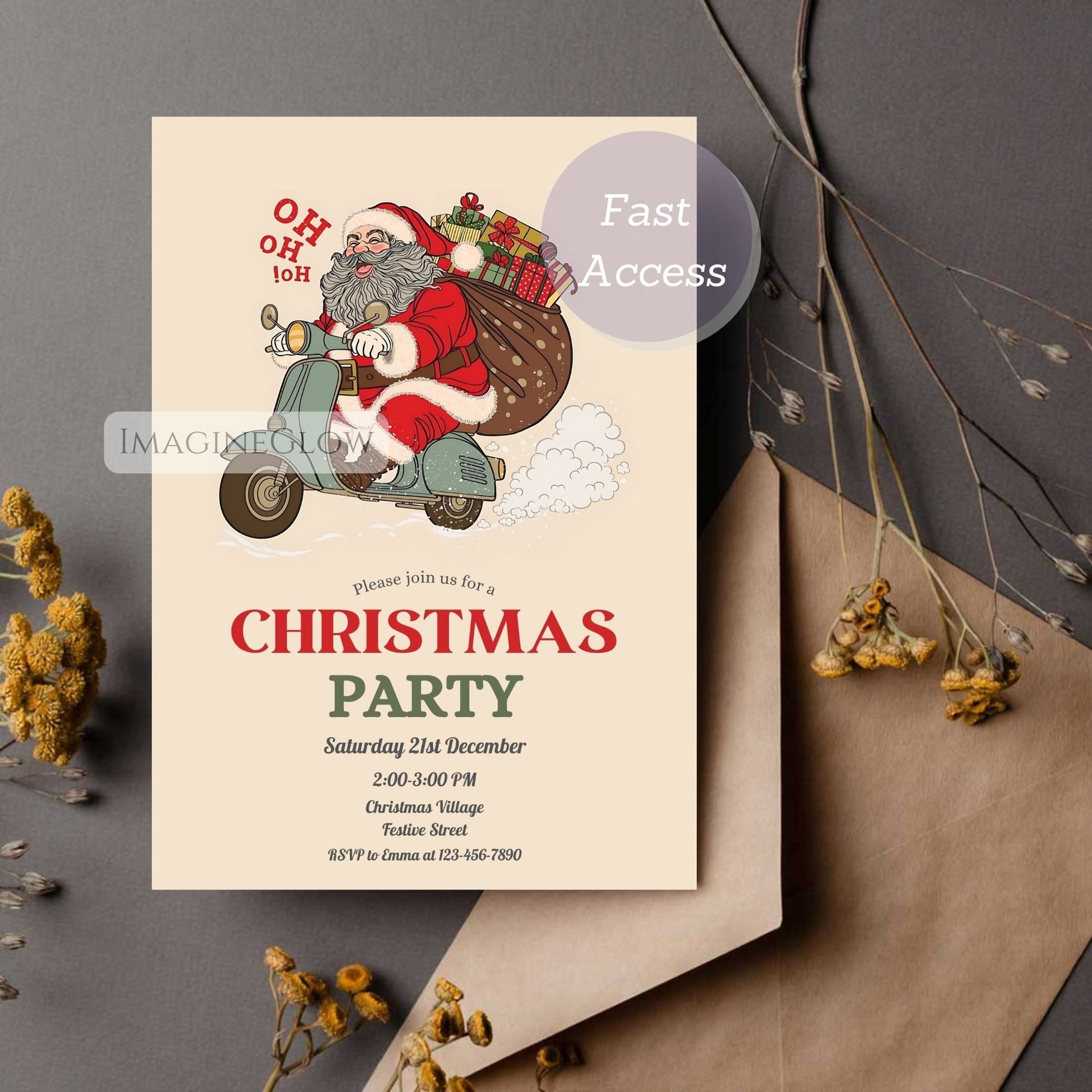 festive vintage santa christmas invite
printable santa christmas party invitation
