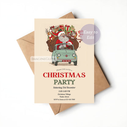 classic santa christmas holiday invitation printable
