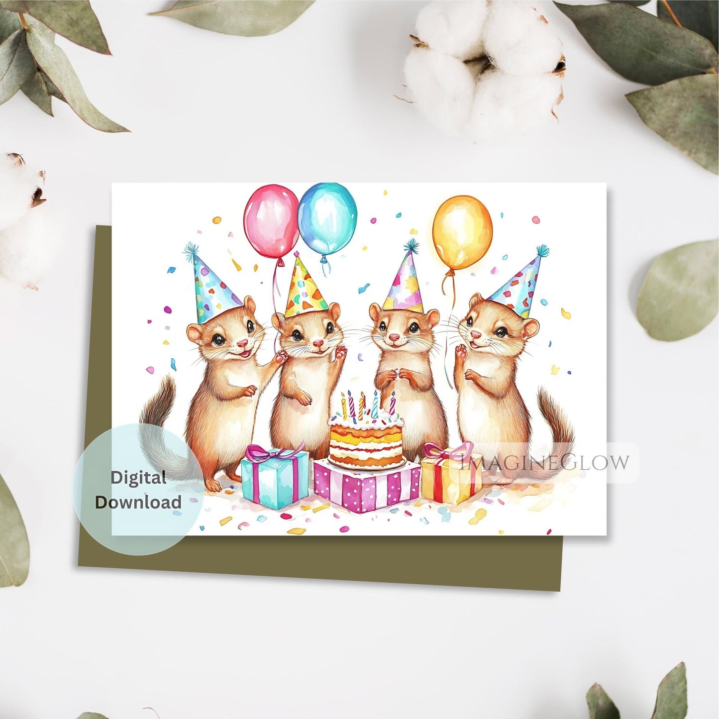woodland animal birthday card weasel
weasel greeting card
printable weasel birthday card
digital weasel birthday card
