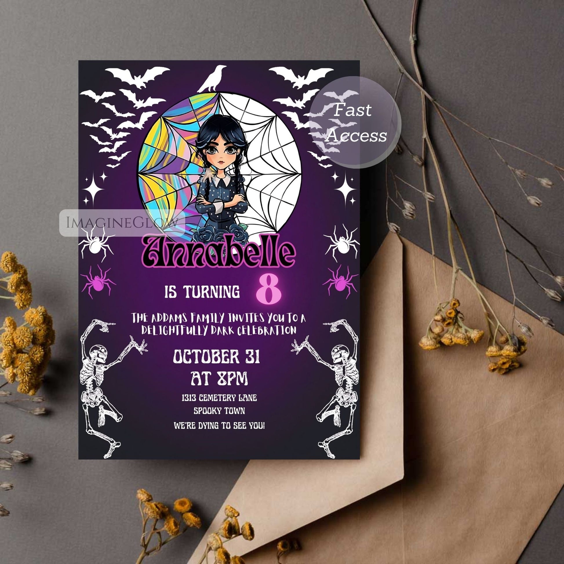 Gothic girl spooky birthday party invite

