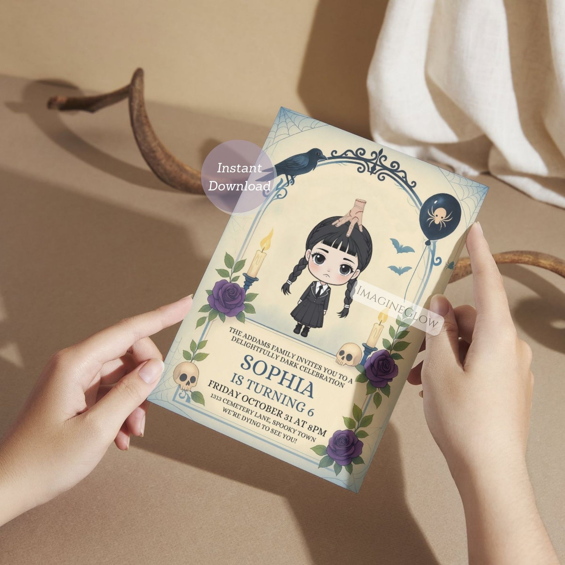 creepy cute girl birthday invitation
halloween theme birthday invite
