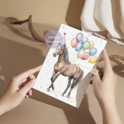 Horse themed printable card
Pony birthday card for children
Rustic horse birthday greeting
Equestrian themed birthday card