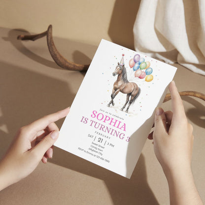 Rustic horse birthday invitation printable kids' celebration
