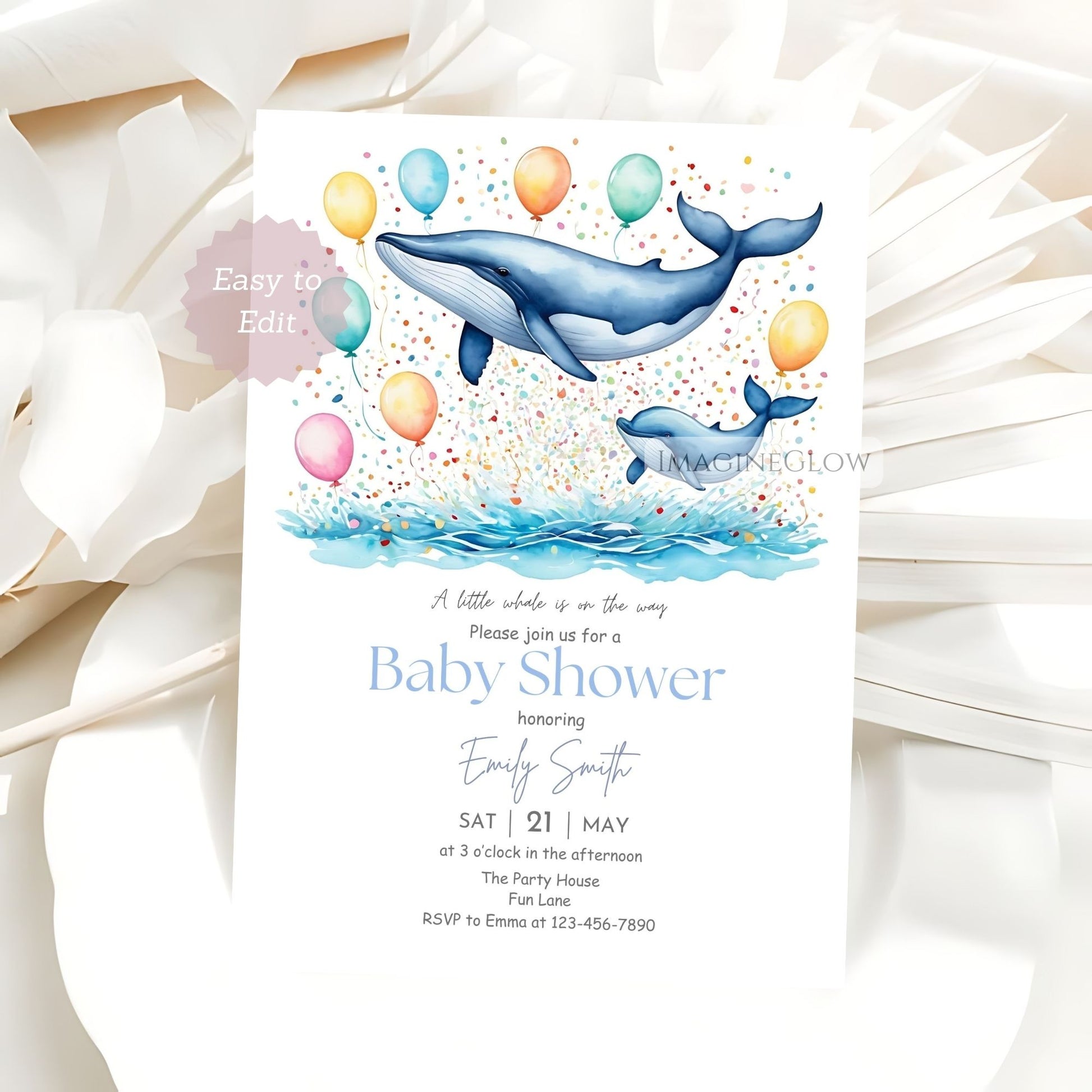 nautical baby shower invite whales
