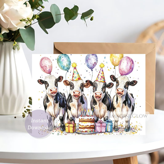 Cow birthday card
cute farm animal birthday card
fun animal greeting card
