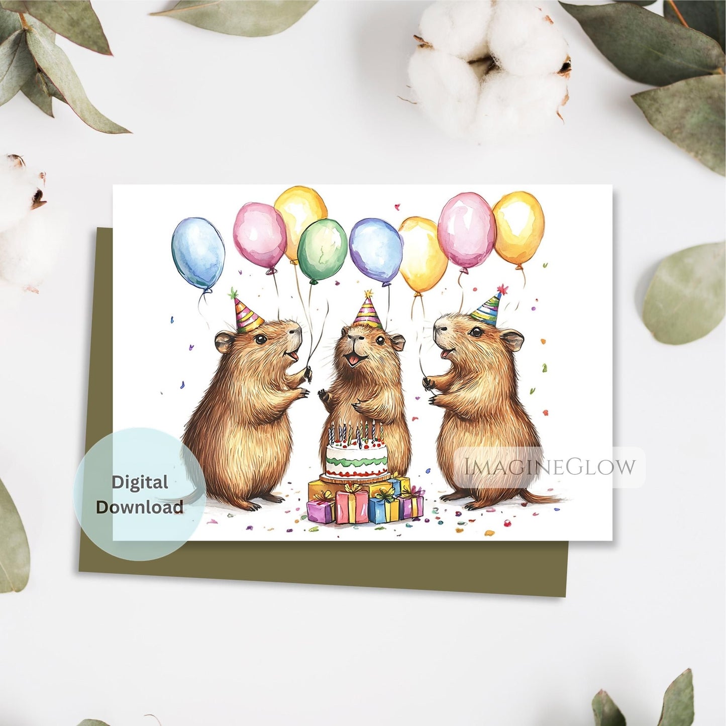 printable capybara birthday card
digital capybara greeting card
nature theme capybara birthday card
