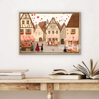 Hand-drawn heart village illustration for special occasions