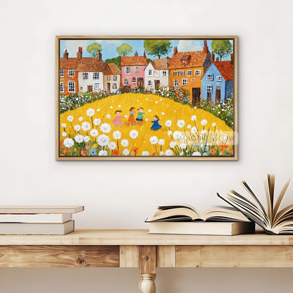 Whimsical spring dandelion artwork for cottagecore themes
