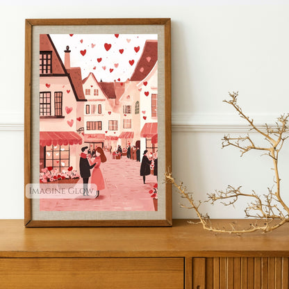 Romantic Valentine’s Day town scene digital download
