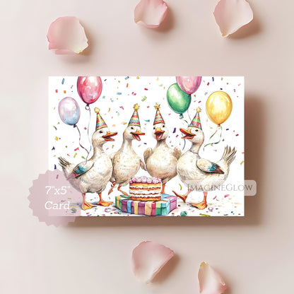 printable white duck card
duck lover birthday card
charming white duck illustration
digital download duck card
