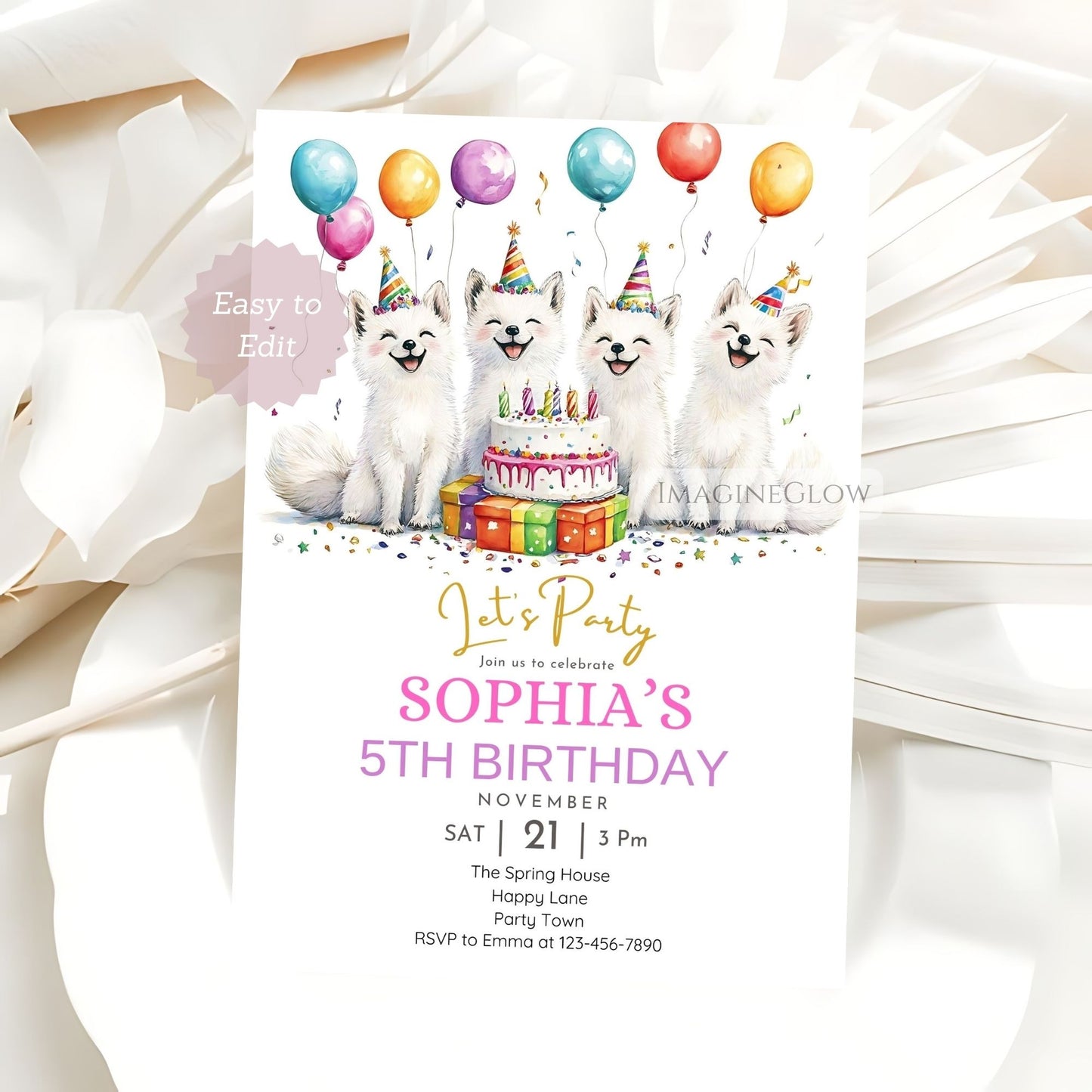 Winter animal-themed birthday invite
