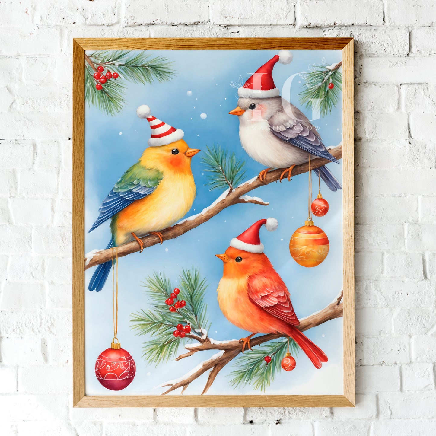 Winter bird artwork for cozy holiday home décor.