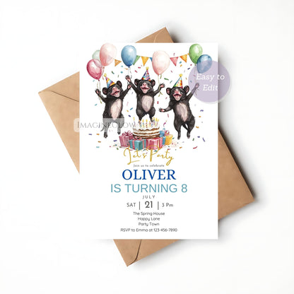 Editable Tasmanian devil kids party invite
