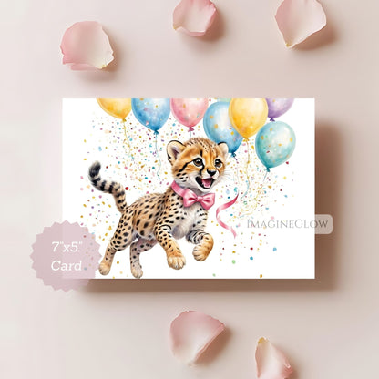 Cheetah birthday card for girl
Printable cheetah card for kids
Cute wild cat birthday card design
Animal-themed birthday card for girl

