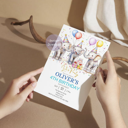 Safari Animal Birthday Party Invitation - Printable & Editable
