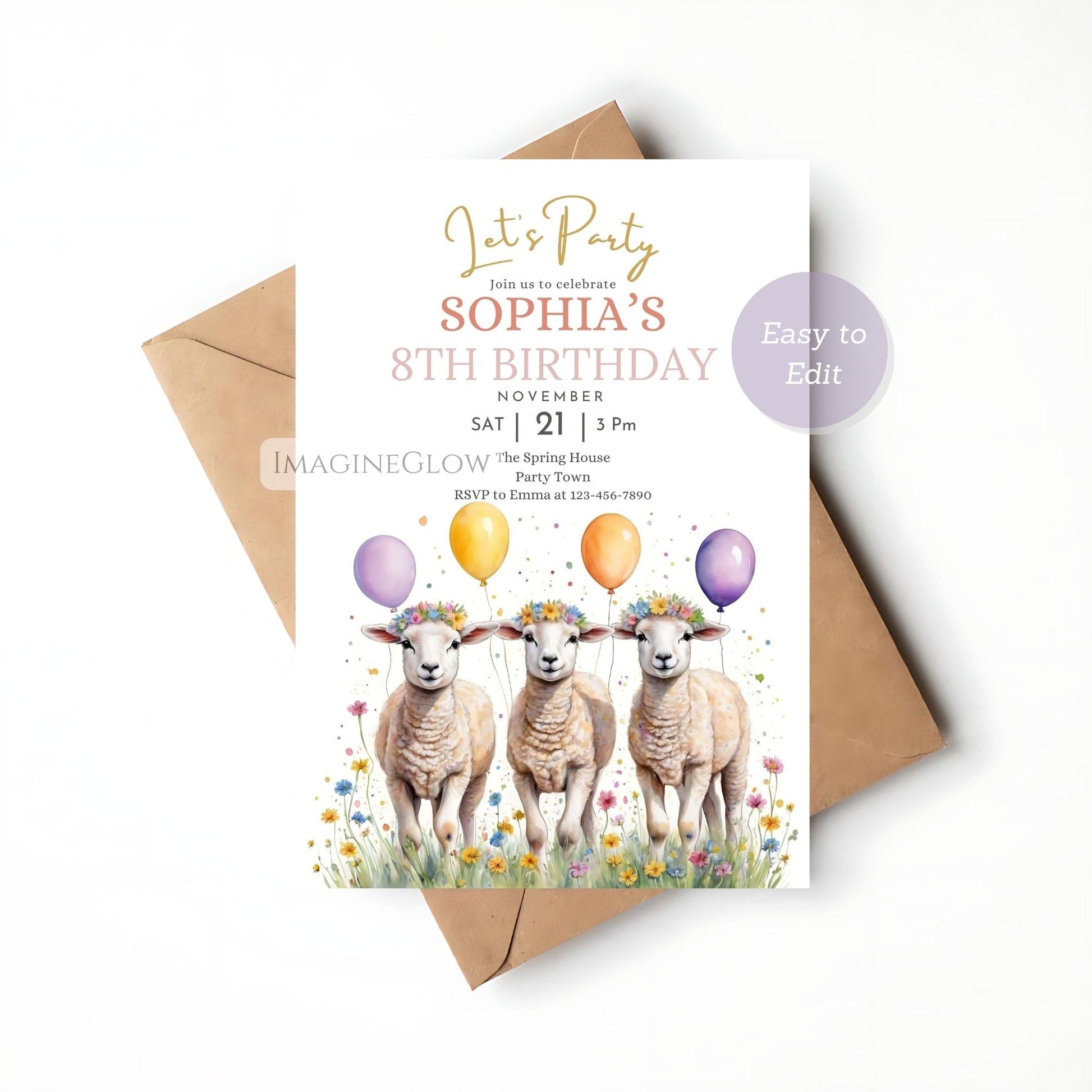 barnyard celebration invitation
lamb printable birthday invite
