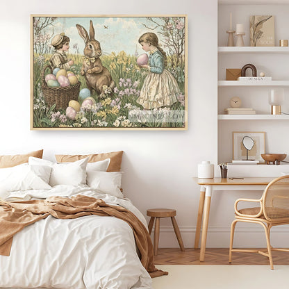 Charming vintage Easter scene for classroom walls.