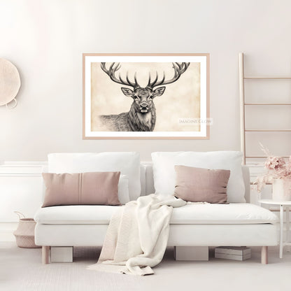 Minimalist deer sketch wall art for cozy interiors.
