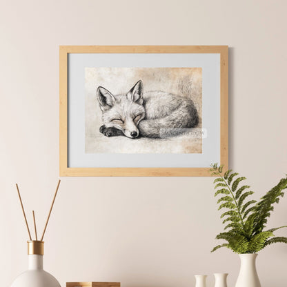 Printable fox wall art for rustic home settings.
