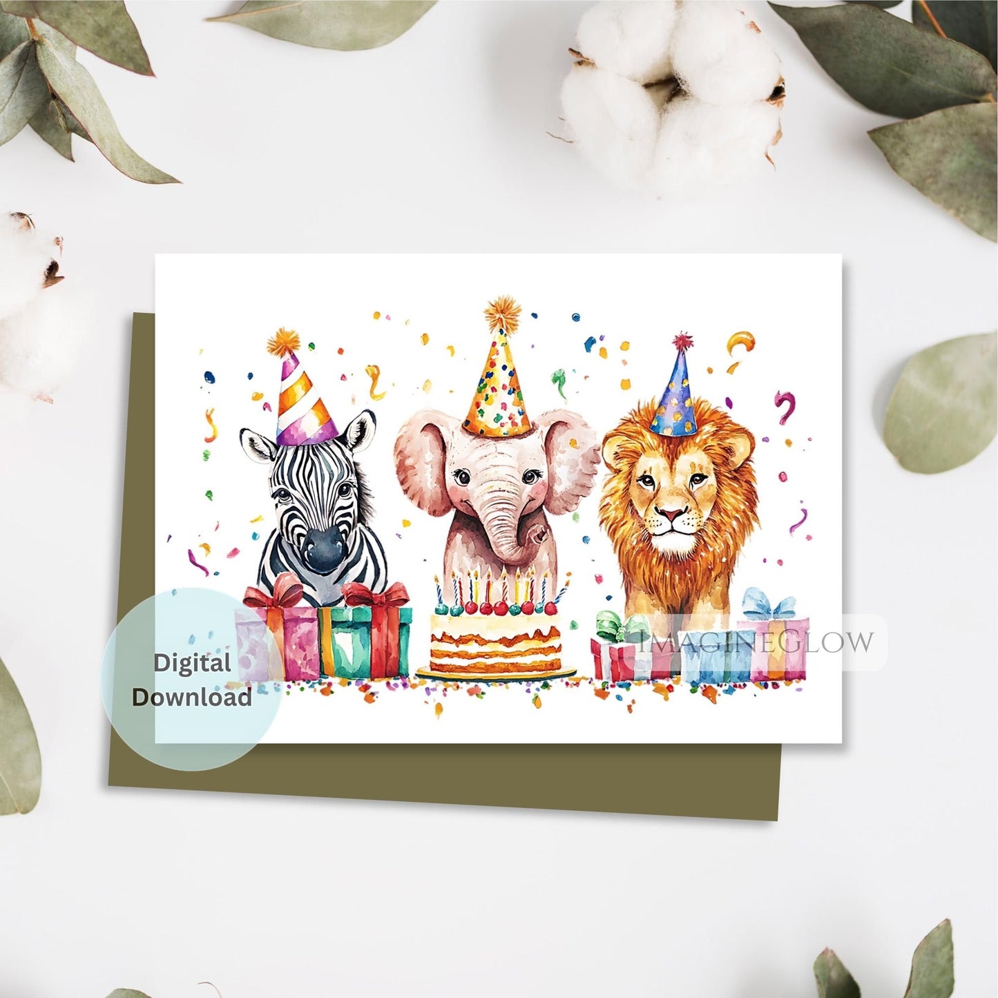 jungle safari animal card
lion elephant zebra greeting card
safari animal printable card

