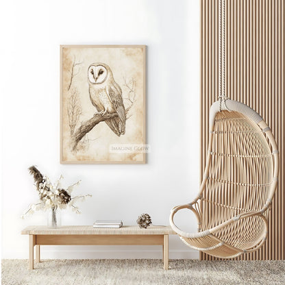 Intricate owl pencil sketch for nature lovers.
