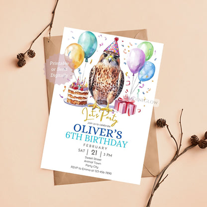Falcon birthday invitation printable
Editable bird of prey party invite
