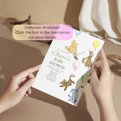 Customizable Winnie the Pooh baby shower welcome poster.
