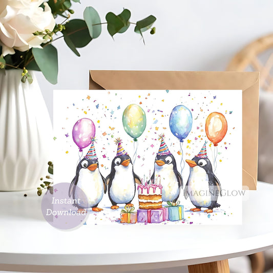 penguin birthday card
cute penguin greeting card
winter animal birthday card
