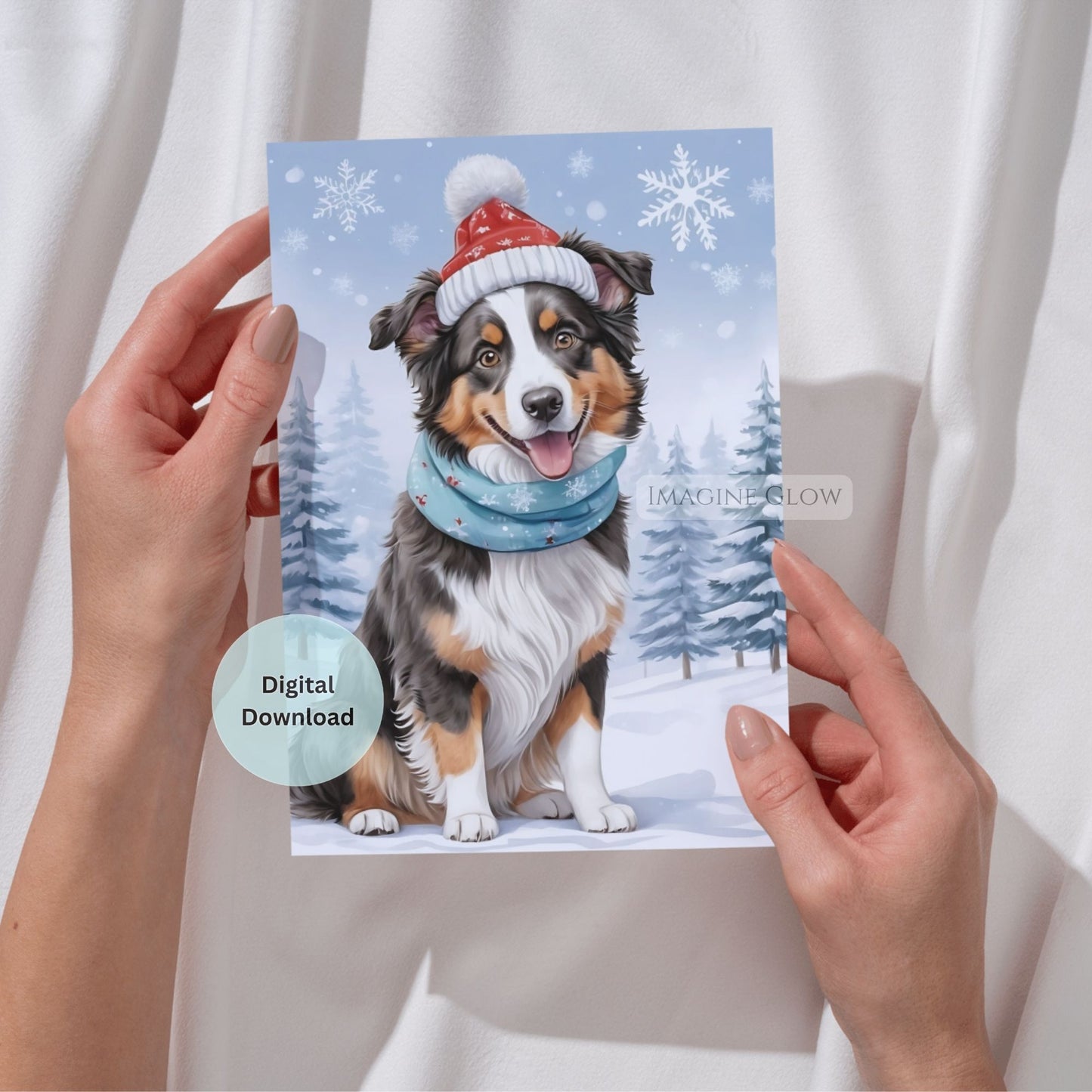 digital australian shepherd christmas card
adorable aussie christmas card for dog lovers
